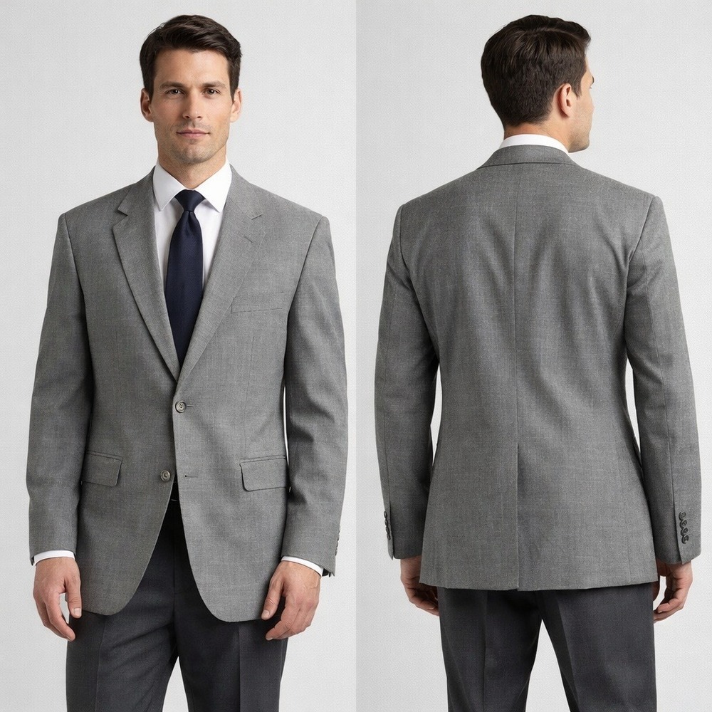 Jos. A. Bank Mens Grey 100% Wool 2-Button‎ Blazer Sport Coat Jacket 39R